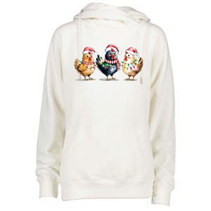 Merry Christmas Holiday Chicken Xmas Womens Funnel Neck Pullover Hood