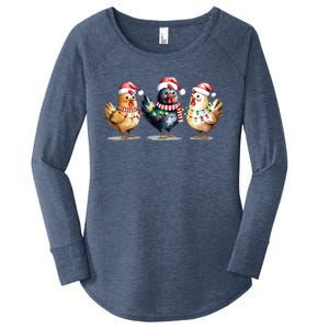 Merry Christmas Holiday Chicken Xmas Women's Perfect Tri Tunic Long Sleeve Shirt