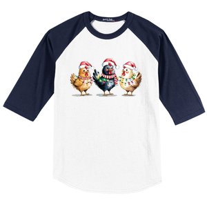 Merry Christmas Holiday Chicken Xmas Baseball Sleeve Shirt