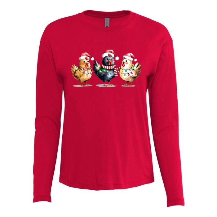 Merry Christmas Holiday Chicken Xmas Womens Cotton Relaxed Long Sleeve T-Shirt