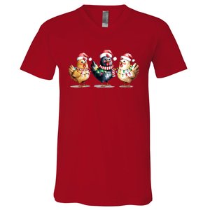 Merry Christmas Holiday Chicken Xmas V-Neck T-Shirt