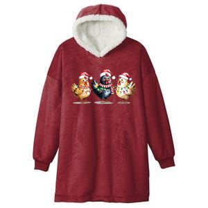 Merry Christmas Holiday Chicken Xmas Hooded Wearable Blanket