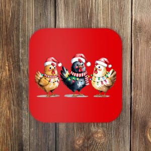 Merry Christmas Holiday Chicken Xmas Coaster