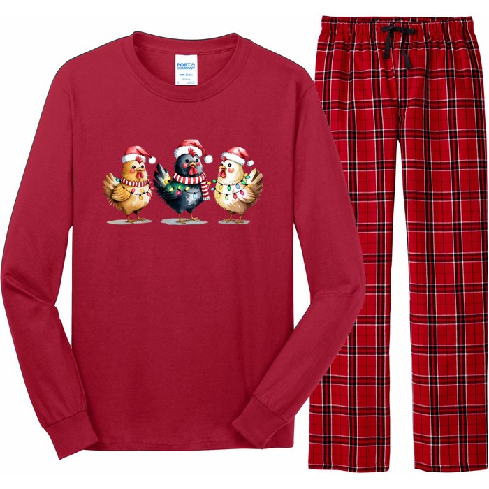 Merry Christmas Holiday Chicken Xmas Long Sleeve Pajama Set