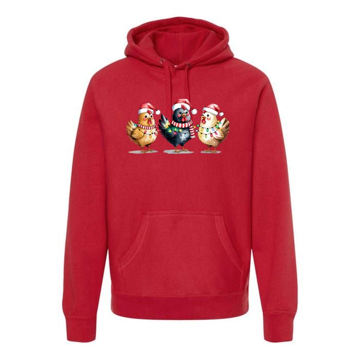 Merry Christmas Holiday Chicken Xmas Premium Hoodie