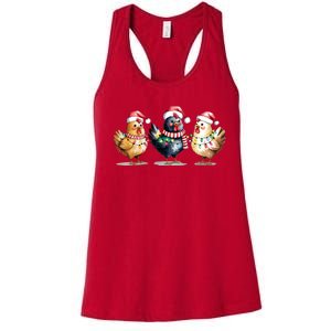 Merry Christmas Holiday Chicken Xmas Women's Racerback Tank