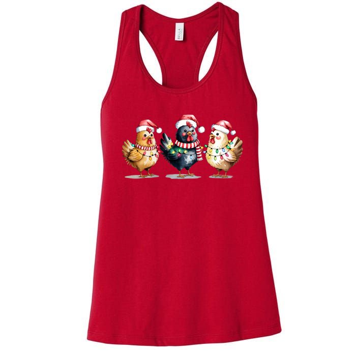 Merry Christmas Holiday Chicken Xmas Women's Racerback Tank