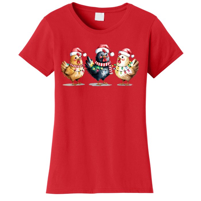 Merry Christmas Holiday Chicken Xmas Women's T-Shirt