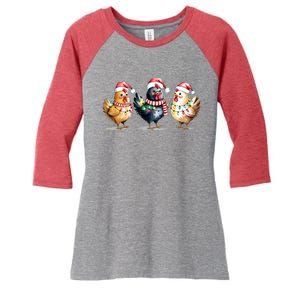 Merry Christmas Holiday Chicken Xmas Women's Tri-Blend 3/4-Sleeve Raglan Shirt