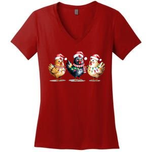 Merry Christmas Holiday Chicken Xmas Women's V-Neck T-Shirt