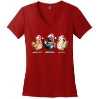 Merry Christmas Holiday Chicken Xmas Women's V-Neck T-Shirt