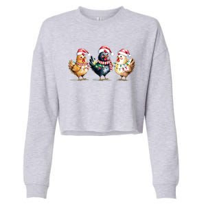 Merry Christmas Holiday Chicken Xmas Cropped Pullover Crew