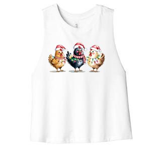 Merry Christmas Holiday Chicken Xmas Women's Racerback Cropped Tank