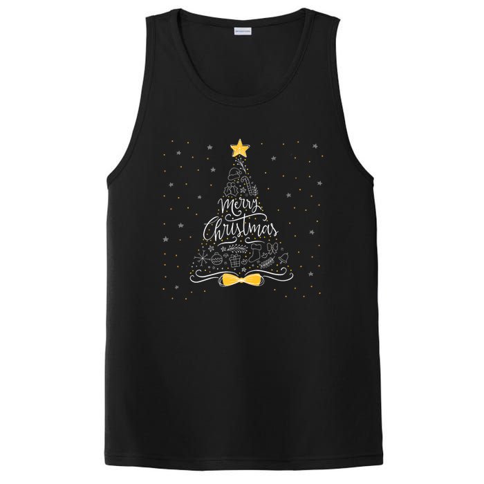 Merry Christmas Happy Holiday Happy New Year Xmas Tree Tank Top PosiCharge Competitor Tank