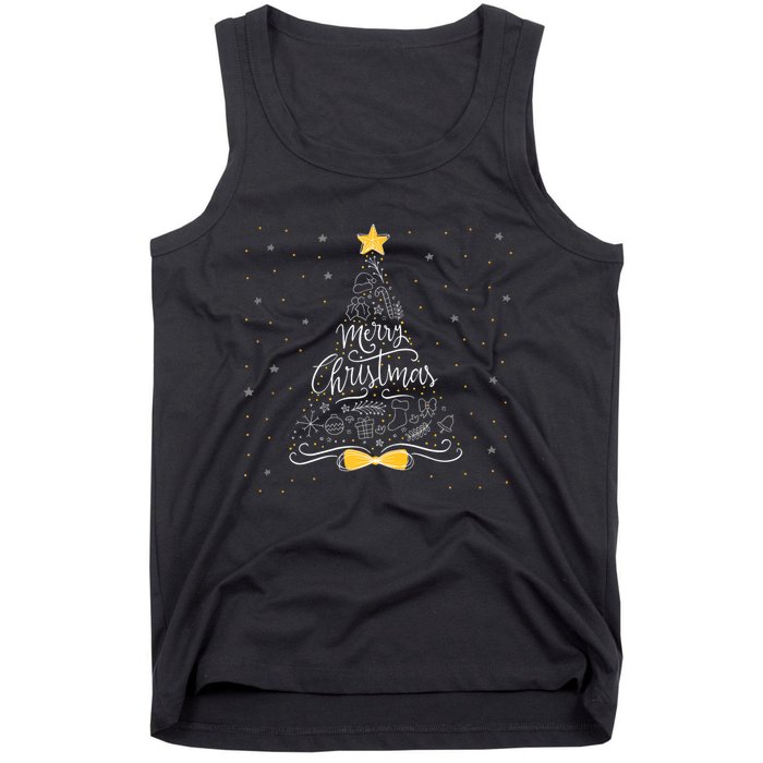 Merry Christmas Happy Holiday Happy New Year Xmas Tree Tank Top Tank Top