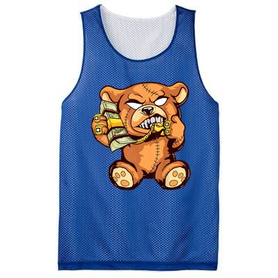 Money Calling Hip Hop Teddy Bear Gangster Rap Drip Swag Dope Mesh Reversible Basketball Jersey Tank