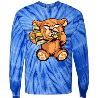 Money Calling Hip Hop Teddy Bear Gangster Rap Drip Swag Dope Tie-Dye Long Sleeve Shirt