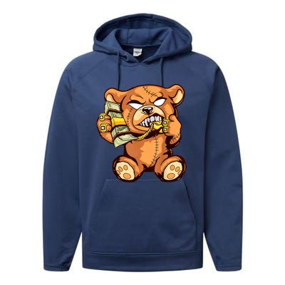 Money Calling Hip Hop Teddy Bear Gangster Rap Drip Swag Dope Performance Fleece Hoodie