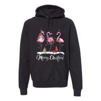 Merry Christmas Hat Santa Flamingo Light Christmas Snow Premium Hoodie