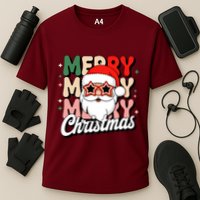 Merry Christmas Hip Santa Performance Shirt