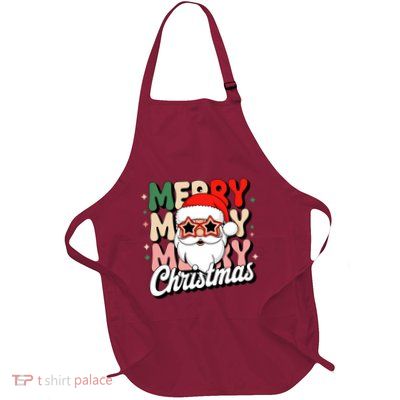 Merry Christmas Hip Santa Full-Length Apron With Pockets