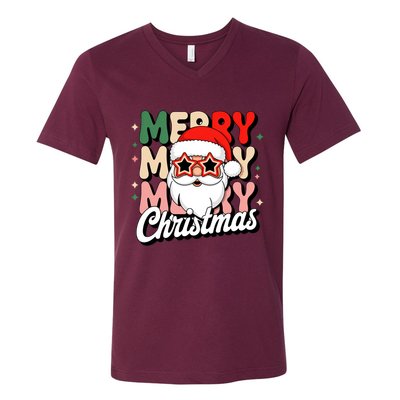 Merry Christmas Hip Santa V-Neck T-Shirt