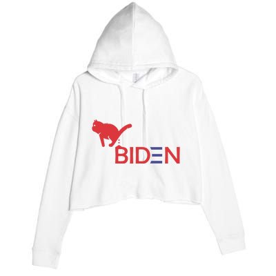 My Cat Hates Biden Funny Anti Biden Crop Fleece Hoodie