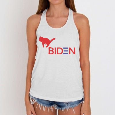 My Cat Hates Biden Funny Anti Biden Women's Knotted Racerback Tank