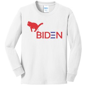 My Cat Hates Biden Funny Anti Biden Kids Long Sleeve Shirt