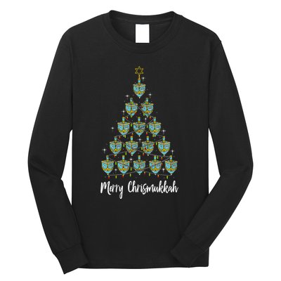 Merry Chrismukkah Hanukkah Dreidel Christmas Tree Chanukah Long Sleeve Shirt