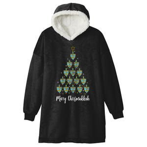 Merry Chrismukkah Hanukkah Dreidel Christmas Tree Chanukah Hooded Wearable Blanket