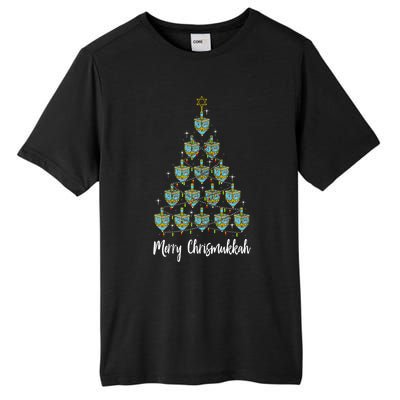 Merry Chrismukkah Hanukkah Dreidel Christmas Tree Chanukah Tall Fusion ChromaSoft Performance T-Shirt