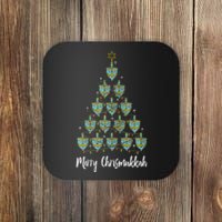 Merry Chrismukkah Hanukkah Dreidel Christmas Tree Chanukah Coaster