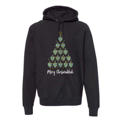 Merry Chrismukkah Hanukkah Dreidel Christmas Tree Chanukah Premium Hoodie