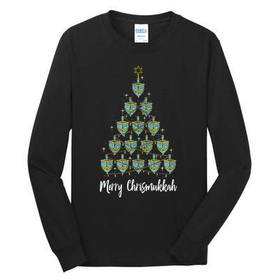 Merry Chrismukkah Hanukkah Dreidel Christmas Tree Chanukah Tall Long Sleeve T-Shirt