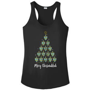 Merry Chrismukkah Hanukkah Dreidel Christmas Tree Chanukah Ladies PosiCharge Competitor Racerback Tank