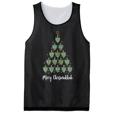 Merry Chrismukkah Hanukkah Dreidel Christmas Tree Chanukah Mesh Reversible Basketball Jersey Tank