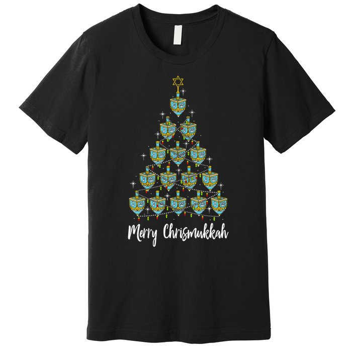 Merry Chrismukkah Hanukkah Dreidel Christmas Tree Chanukah Premium T-Shirt