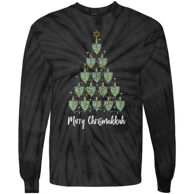 Merry Chrismukkah Hanukkah Dreidel Christmas Tree Chanukah Tie-Dye Long Sleeve Shirt