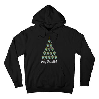 Merry Chrismukkah Hanukkah Dreidel Christmas Tree Chanukah Tall Hoodie