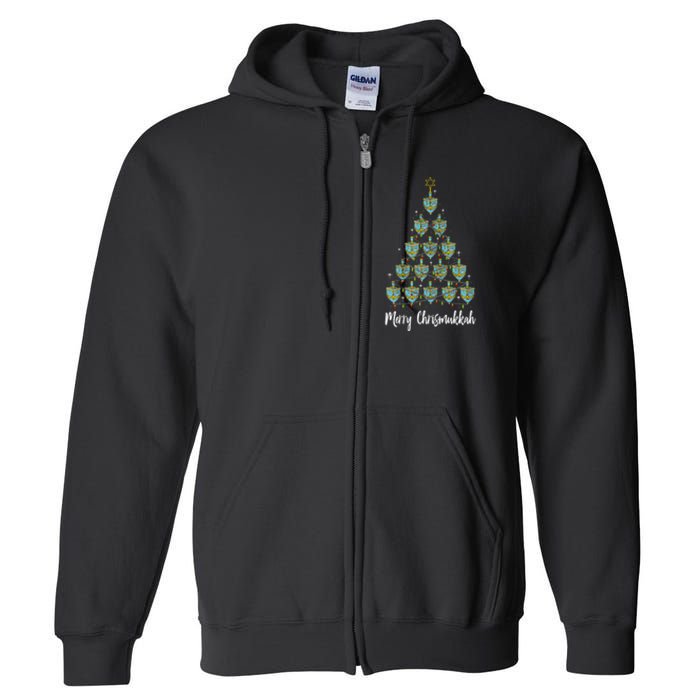 Merry Chrismukkah Hanukkah Dreidel Christmas Tree Chanukah Full Zip Hoodie