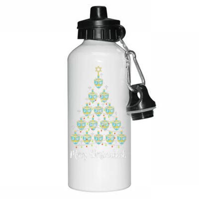 Merry Chrismukkah Hanukkah Dreidel Christmas Tree Chanukah Aluminum Water Bottle