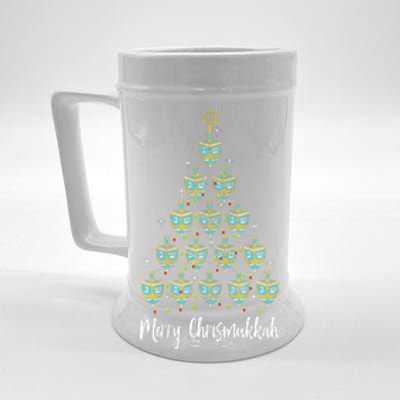 Merry Chrismukkah Hanukkah Dreidel Christmas Tree Chanukah Beer Stein