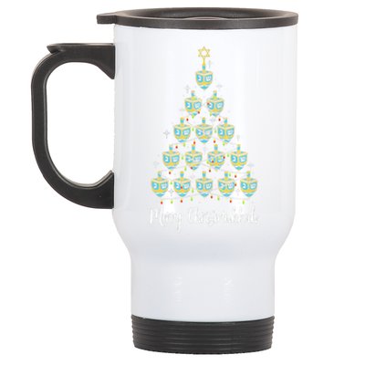 Merry Chrismukkah Hanukkah Dreidel Christmas Tree Chanukah Stainless Steel Travel Mug