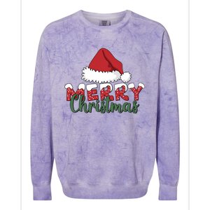 Merry Christmas Hat Holiday Season Winter Vibes Christmas Gift Colorblast Crewneck Sweatshirt