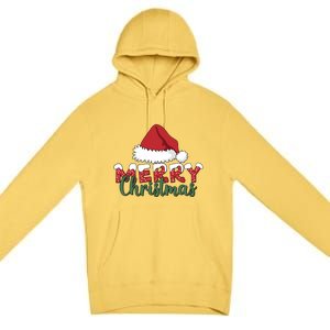 Merry Christmas Hat Holiday Season Winter Vibes Christmas Gift Premium Pullover Hoodie