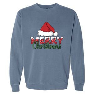 Merry Christmas Hat Holiday Season Winter Vibes Christmas Gift Garment-Dyed Sweatshirt