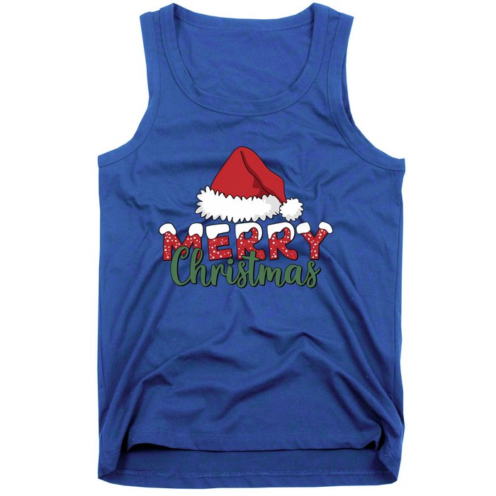 Merry Christmas Hat Holiday Season Winter Vibes Christmas Gift Tank Top