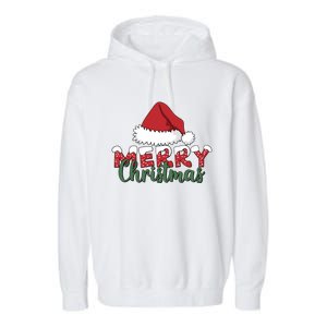 Merry Christmas Hat Holiday Season Winter Vibes Christmas Gift Garment-Dyed Fleece Hoodie