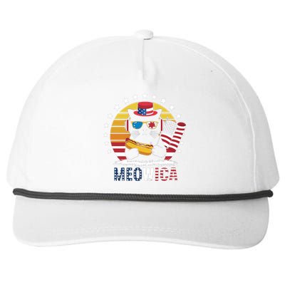 Meowica Cat Hotdog Flag 4th Of July Usa Patriotic Mousic Gift Snapback Five-Panel Rope Hat